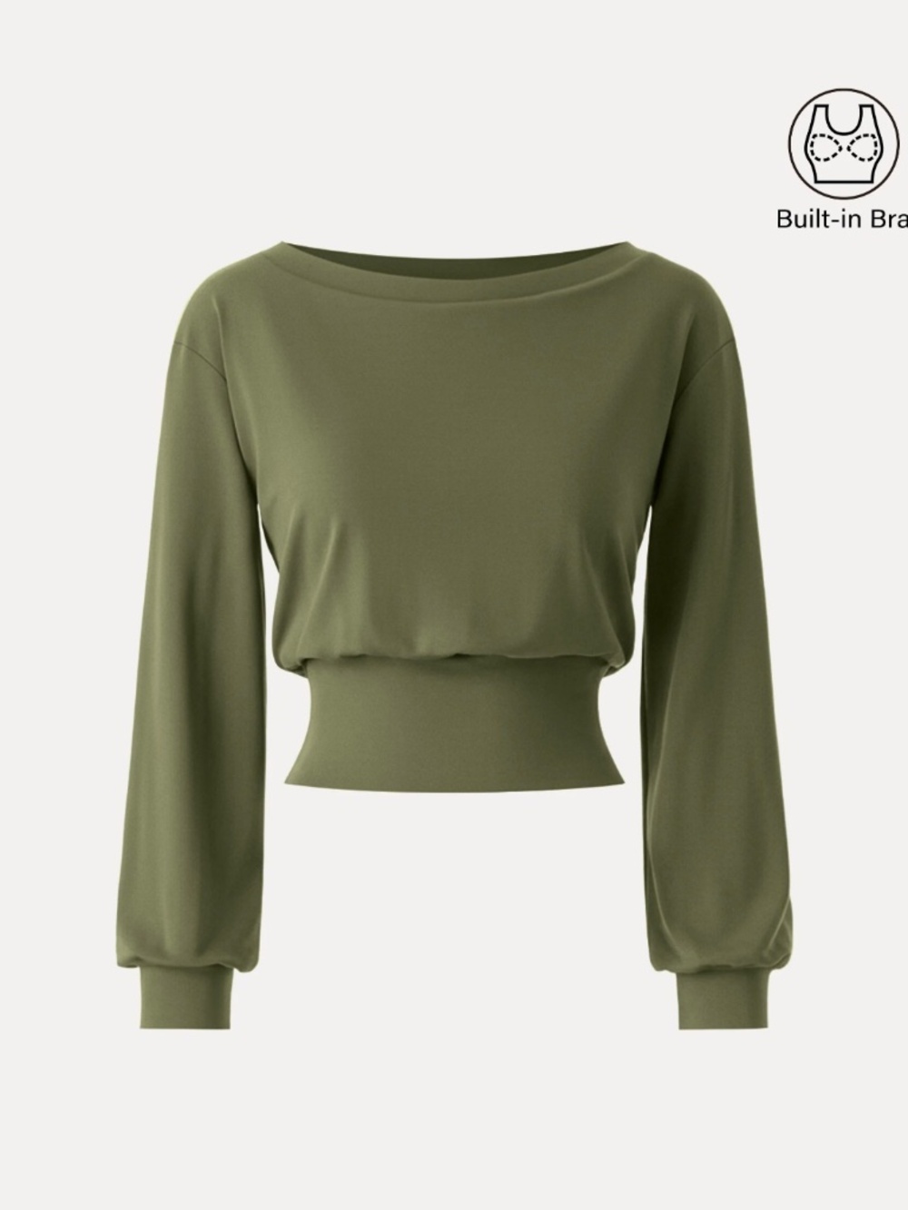 OGL Non-Itchy Wool Blend Boatneck Bra Top - Olive green